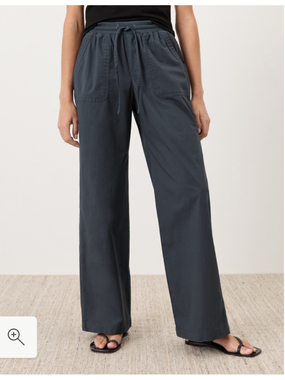 Pact Women’s Stretch Poplin Organic Cotton Wide Leg Pants Navy Steel Medium